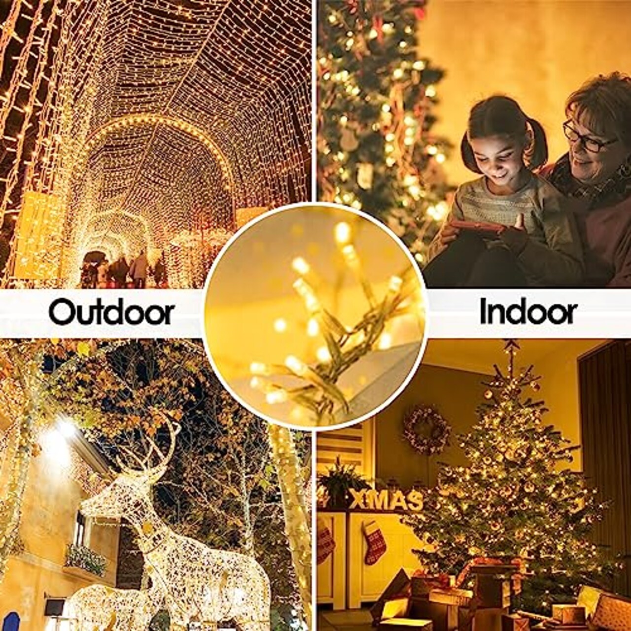 Extra-Long 66FT String Lights Outdoor/Indoor, 200 LED Upgraded Super Bright Christmas Lights, Waterproof 8 Modes Plug in Fairy Lights for Bedroom Party Wedding Garden (Warm White)